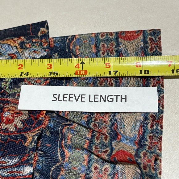 Reba Womens Long Bell Sleeve Peasant Tunic Blouse Sz L Boho Southwestern Lined - Picture 13 of 15